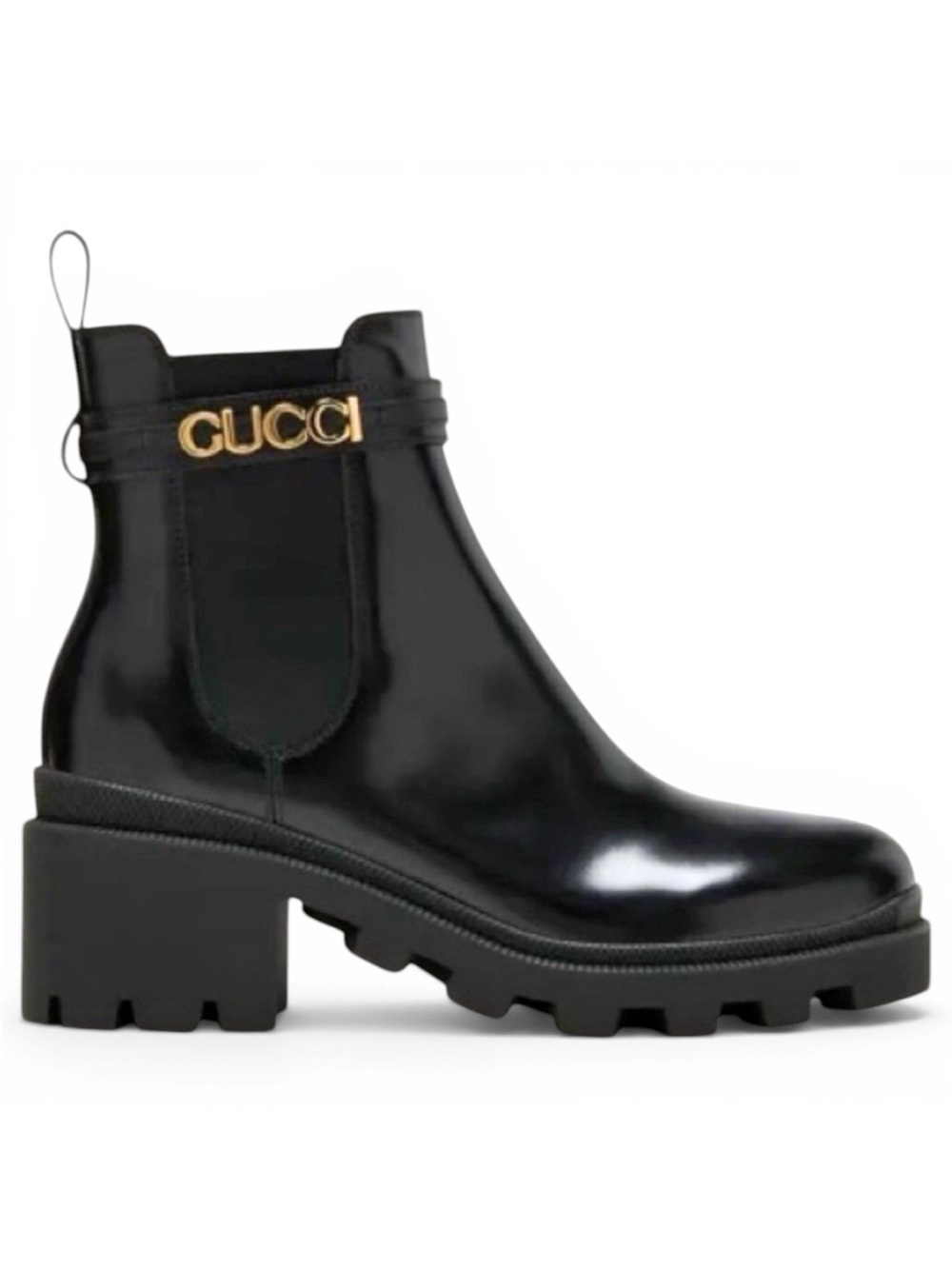 GUCCI Cara logo appliqued mid heel chelsea boots